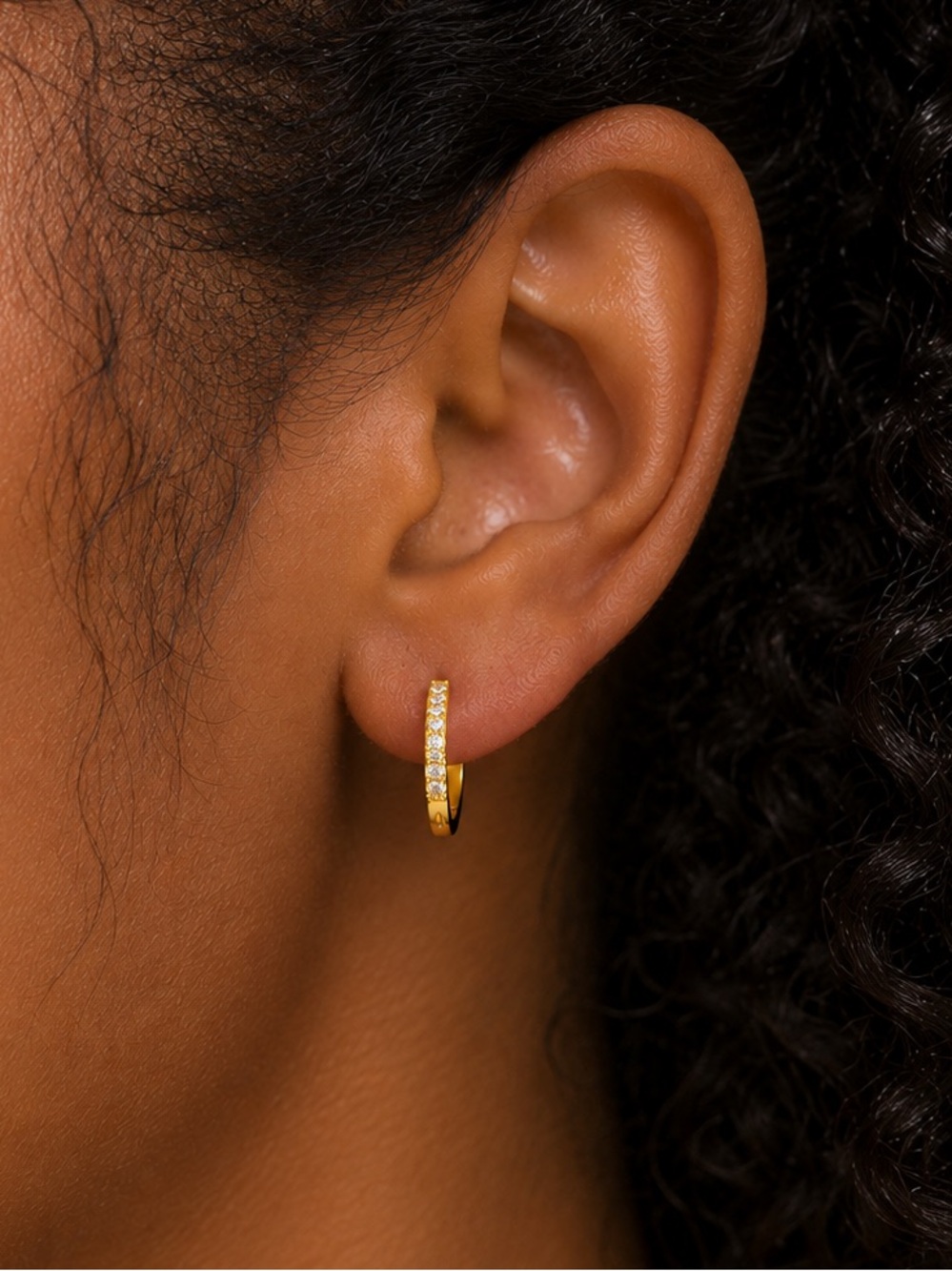 #155 Stainless Steel Stud Hoop Earrings Set Gold Plated